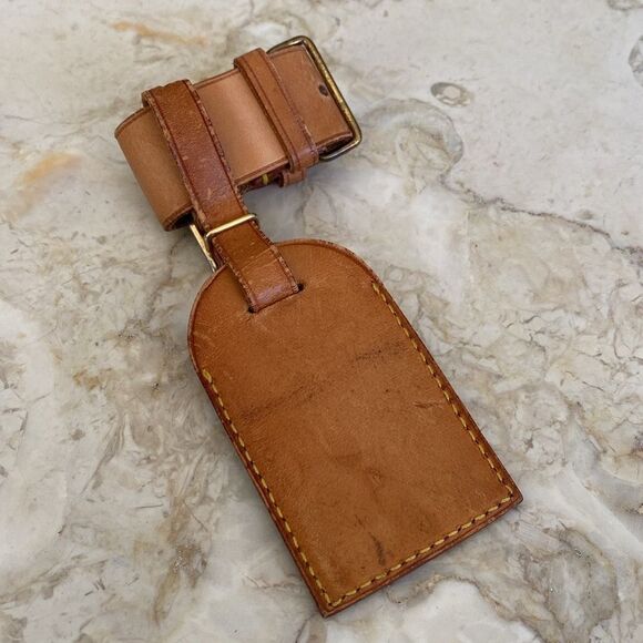 Vintage Louis Vuitton Vachetta Leather Luggage Tag & Poignet - Picture 4 of 10